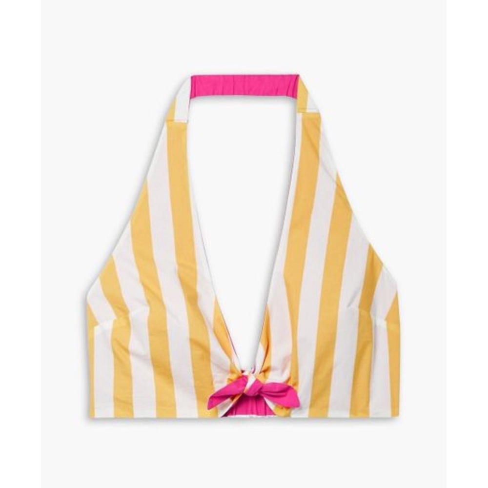 NWT Anthropologie candy stripe Crop halter tie front reversible Tie FARM RIO